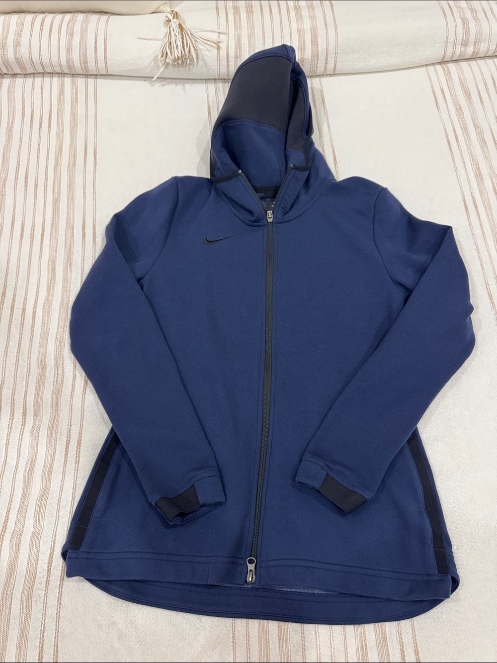 Nike Kids Navy Blue Full-Zip Hoodie Jacket with Black Accents
